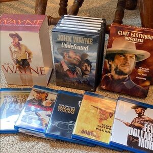 John Wayne,  Clint Eastwood, western DVD and Blu Ray Collection